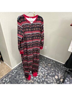 Natural Life Fleece Onepiece Jumpsuit Sleeper Cozy Pajama Womens size Medium